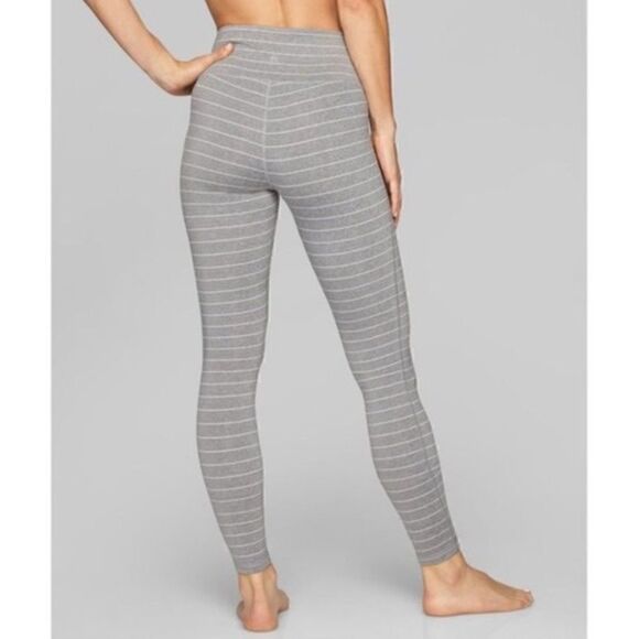 Athleta Heather Gray Stripe High Rise Churatanga Leggings - Picture 1 of 9